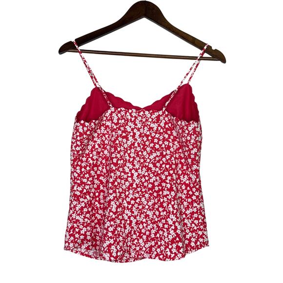 J. Crew Floral Sleeveless Scalloped Neck Back Cami Adjustable Straps Top 0 Red - Picture 12 of 15